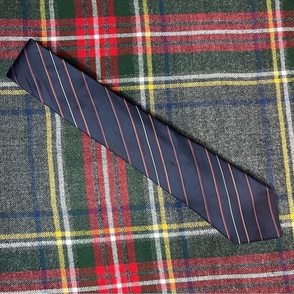 Christian Dior Navy Striped Silk Classic Neck Tie - Picture 1 of 6